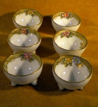 Six (6) Antique Nippon Japan China Porcelain Footed Salt Cellars Dips