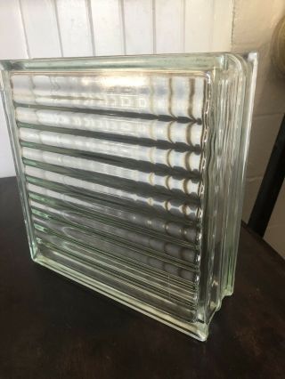 Rare Vintage Reclaimed Glass Block,  Ribbed Pattern (11.  75 " X 11.  75 " X 3.  875 ")