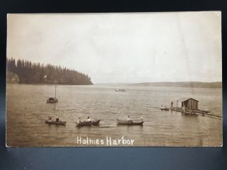 Antique Vintage Rppc Real Photo Post Card Holmes Harbor Whidbey Island Wa Boats