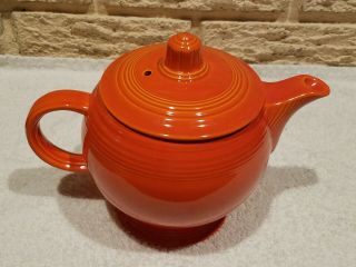 Vintage Orange/ Red Fiesta medium Teapot rare 2