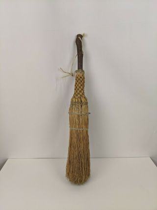 Vintage Antique Primitive Wood Handle Straw Whisk Hand Broom Witch Farmhouse