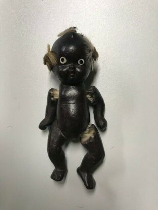 All Bisque Black Doll 4 Inches Old Vintage Made In Japan