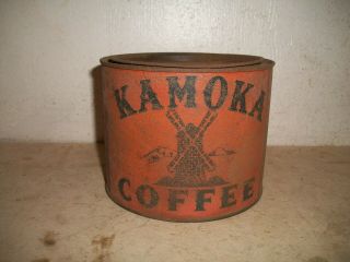 Rare Antique Vintage Plug Top Kamoka Coffee Tin Can Windmill B Fischer York