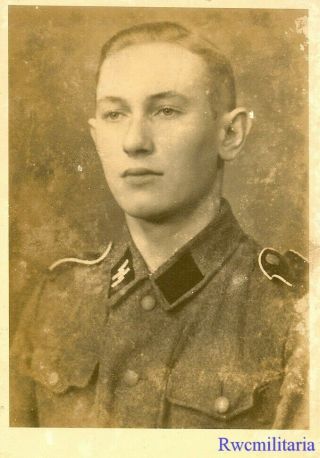 Port.  Photo: Rare Studio Pic Young German Elite Waffen Mann Soldier Posed (1)