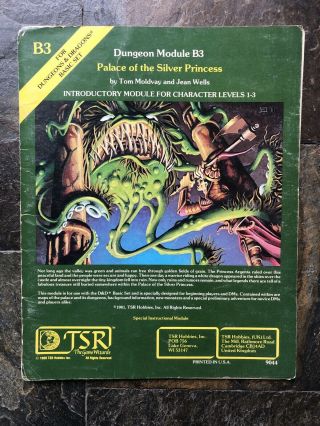 Rare B3 Palace Of The Silver Princess 1981 D&d 1st Edition Module 9044