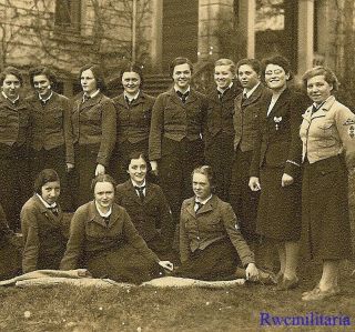 Port.  Photo: Rare German Female Uniformed Bdm Girls Truppe Posed By Building