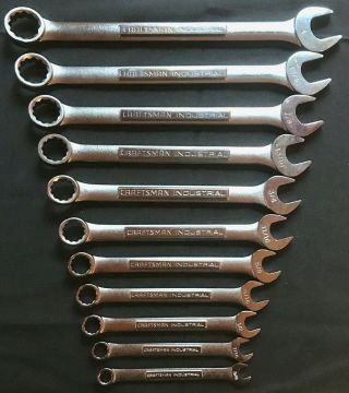 Rare 11 Piece 12 Point Craftsman Industrial Sae Combination Wrench Set Usa Made