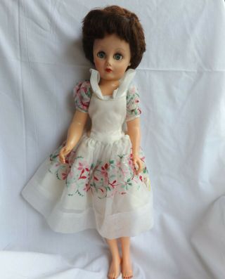 1950s 14r Brunette Chiffon Dress High Heel Fashion Twist Waist 19 " Vinyl Doll