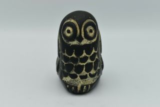 Vintage Inuit Eskimo Art Hand Carved Soapstone Hoot Owl By Swityk