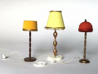 Vintage Lundby Swedish Dollhouse 3 Floor Lamps
