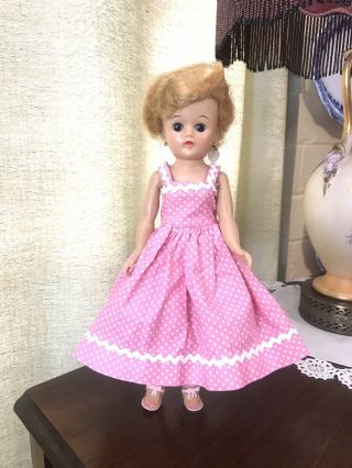 Vintage Blonde Jill Vogue Doll In Tagged Pink Polka Dot Dress