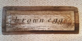 Antique Primitive Country Folk Art Barn Wood Brown Eggs Plaque Sign Wall Hanging