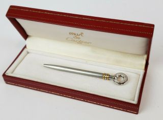 Rare Vintage Must De Cartier Small Silver Ballpoint Pen - Needs Refill