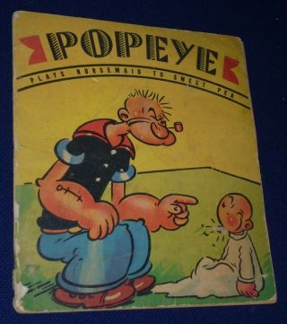 1937 Popeye Plays Nursemaid To Sweet Pea Whitman Rare Picture Book E.  C.  Segar