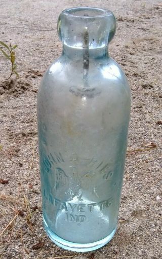 Rare C&co John A Ries Eagle Lafayette Indiana Antique Blob Top Soda Bottle