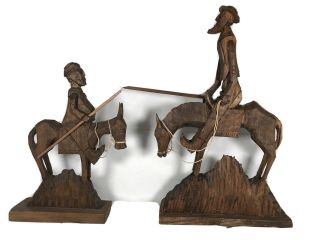Don Quixote & Sancho Panza Hand Carved Wooded Figures