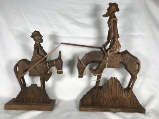 Don Quixote & Sancho Panza hand carved wooded figures 2