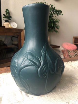 Van Briggle Calla Lily Vase In Rare Blue/green Color Pottery
