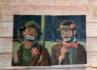 Vintage Paint By Number Set Emmett Kelly Weary Willie Sad Clowns Unframed