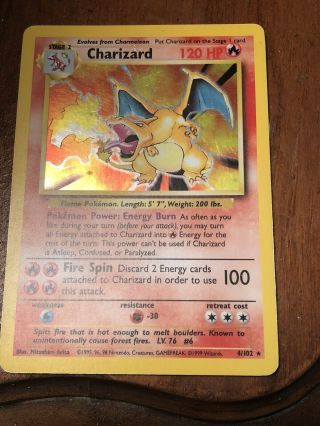 1999 Pokemon Charizard Base Set Unlimited Rare Holographic Card 4/102 Holo