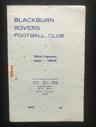 Blackburn Rovers V Grimsby Town 08.  04.  1950 - Rare Item