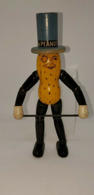 Vintage Wooden Planters Mr.  Peanut Articulated Figure Toy Rare Great Item