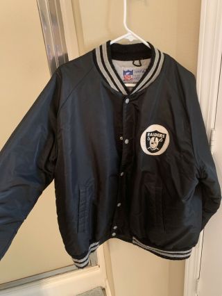 Rare Vintage 80s Stahl - Urban Los Angeles Raiders Black Satin Jacket Mens Xl