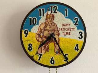 Rare Vintage 1956 Davy Crockett Pendulum Wall Clock