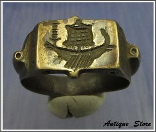 Galley Ancient Bronze Legionary Roman Ring Rare