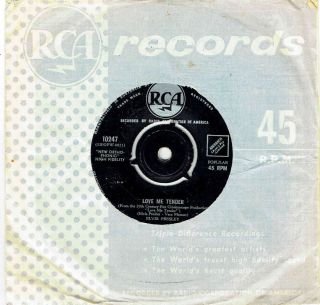 Elvis Presley - Love Me Tender - Rare 7 " 45 Vinyl Record - 1956