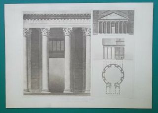 Rome Pantheon Portico Facade View Plan Columns - 1905 D 