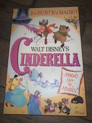 Rare Vintage Walt Disney Movie Wall Art Wood Movie 13”x19” Cinderella