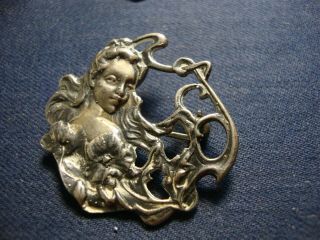 Ultra Rare Art Deco Lady Cameo Sterling Silver Old Pawn Brooch