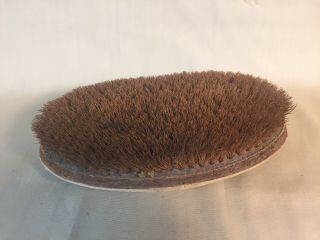 antique oval leather grooming brush with embossed horse 3