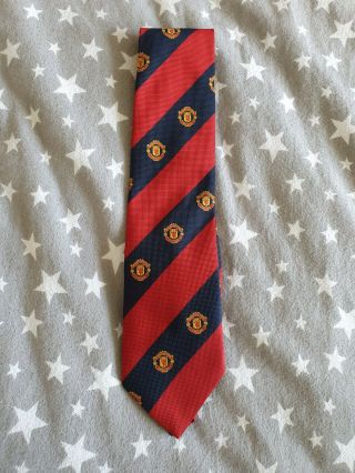Rare Vintage Manchester United Club Badge Tie Red & Navy