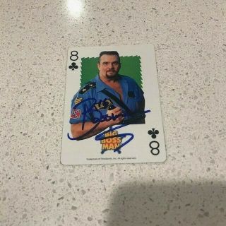 Big Boss Man Signed Autographed Rare Wwf Playing Card 8 Clubs Wwe