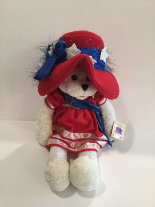 Chantilly Lane Plush Bear 22 " Betsy Red Hat Musical God Bless America Singing