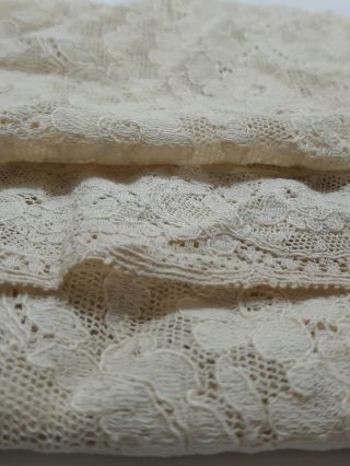 Vintage Antique Ivory Chantilly Lace Table Runner Floral Pattern Sewing Trimming