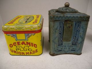 2 - Antique Tobacco Tins,  1910 Edgeworth Tin,  & Ogeanig Cut Plug,  Litho