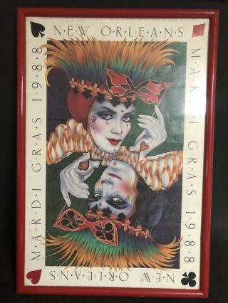 Vintage Rare 1988 Andrea Mistretta Mardi Gras Orleans Poster Framed