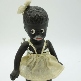 Baby Doll Jointed Miniature Bisque African American Black Japan Vintage Rare