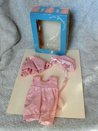 Vintage Vogue Ginnette Baby Doll Pink Felt Stripe Outfit 3 Pc & Box