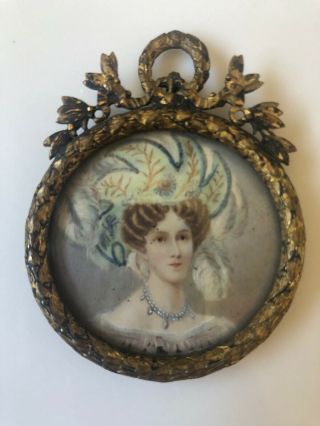 Antique Miniature Portrait Of A Lady
