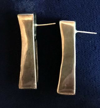 Rare Signed Starborn 925 Sterling Silver,  Stone Modernist Pierced Drop Earrings 2