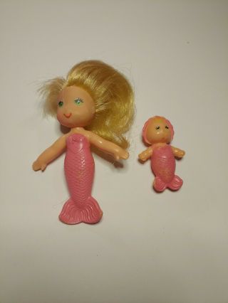 Vintage Kenner 4 " Sea Wees Doll Blonde Sandy In Pink With Baby