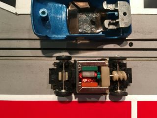 HO SLOT CAR rare 50,  year old ELDON blue Ford GT 40 with running chassis. 3