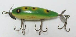 Vintage South Bend Surf - Oreno Frog Spot Fat Body Wood Lure Marked Euc