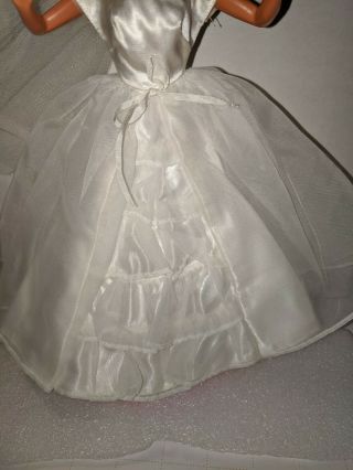 Barbie VINTAGE 1960s Fashion 947 BRIDE ' S DREAM Satin & Sheer Wedding DRESS Gown 3