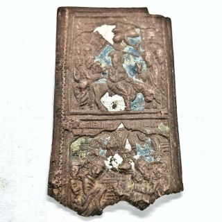 Rare Ca.  800 - 1500 A.  D.  European Copper Christian Icon Relic Artifact Fragment
