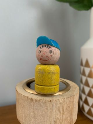 Rare Vintage Fisher Price Little People Wooden Little Boy